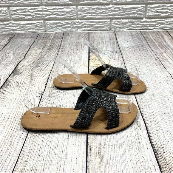 The Spring Shop Black Woven Raffia Sandals - Picture 3 of 5